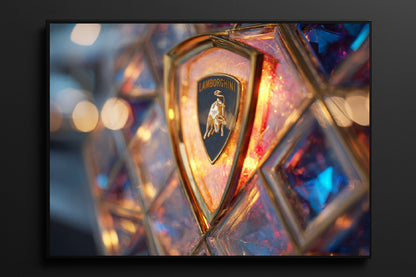 Lamborghini Bild aus gehärtetem Glas 50x50 cm mit SCHWARZEM RAHMEN